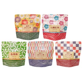 Takema-no-Sato Higashi Tea Bag Drink Comparison Set (Green Tea from Okuma Product, Shallow Fried Hojicha, Deep Fried Hojicha, Yuzu Roasted Tea, Yamaga Japanese Black Tea)