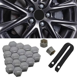 Kalmaegee 20PCS 19MM Wheel Nut Covers Universal Car Wheel Lug Nut Covers Wheel Bolt Covers Caps with Removal Tool (Grey)