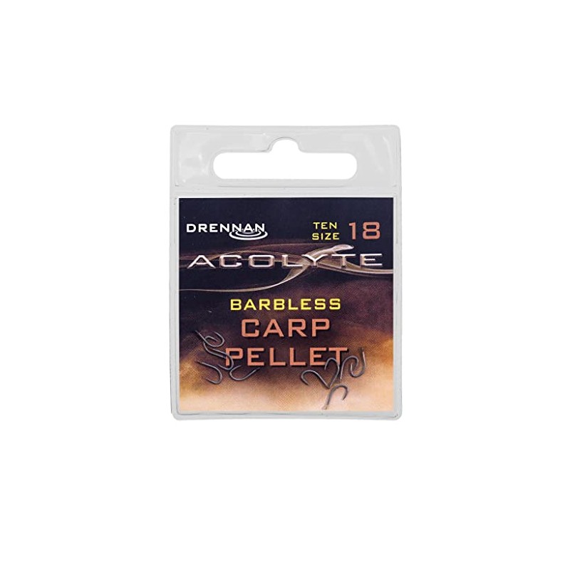 Drennan Acolyte PTFE Coated Spade End Barbless Carp Pellet Hooks: