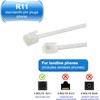 Long Telephone Extension Cord 10 FT, White, Phone Cable Line