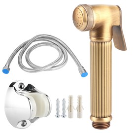 G1/2in Thread Copper Handheld Toilet Bidet Sprayer Hand Held Spray Nozzle Hose Holder Set for Bathroom