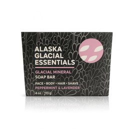 Alaska Glacial Cold-Process Mineral Clay Soap Bar made with Organic Oils | Face, Body, Shampoo & Shave | Hydrates & Detoxifies | For All Skin Types – Peppermint & Lavender, 1 Pack
