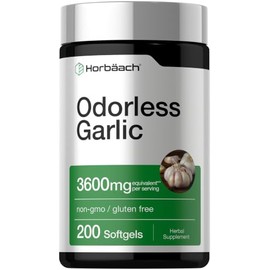 Horb Ach Odorless Garlic Softgels 200 Count Ultra Potent Extract Non Gmo Gluten Free