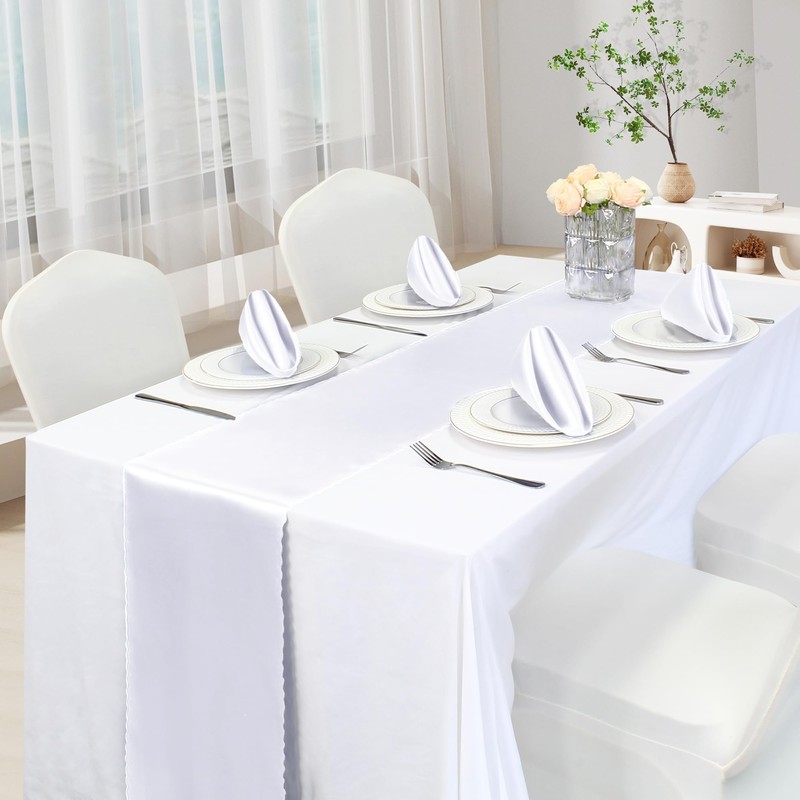 VACVELT 6 Pack Satin Table Runners 12 x 108 Inches