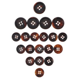 YINETTECH 20pcs 4 Holes Circular Button Natural Buffalo Horn Fastener Coffee 2 Sizes for Blazers Suits Costumes Crafts