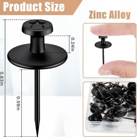 50PCS Metal Thumb Tacks for Wall Hangers, Double Headed Push Pin Hooks Small Nails for Picture Hanging Hardware, Renter Friendly Decor for Home Office Hang Pictures Without Damaging Walls, Cork Board