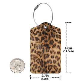 2 Pcs Leopard Luggage Tags for Suitcase, Cheetah Tag, Unique Travel Gifts for Privacy Cover ID Label with Stainless Steel Loop and Address Card