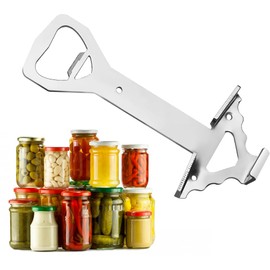 Jar Opener/Under Cabinet Jar Opener 2 in 1 Multi Jar Openers for Seniors，Stainless Steel Can Opener Bottle Opener for Weak Hands – For People with Arthritis & Carpal Tunnel (Silver)