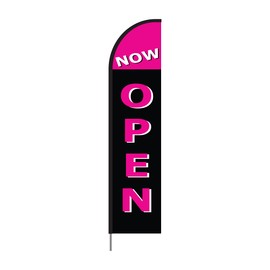 Now Open Sign 15ft Feather Banner Swooper Flag Kit - Pink