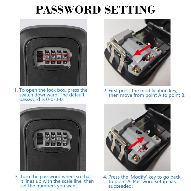 Key Box with Code, Waterproof Dustproof Combination Lock, Corrosion Resistant,