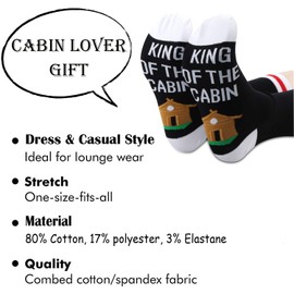 TSOTMO King Of The Cabin Socks Camper Socks Cottage County Cabin Socks Gift Outdoor Camping Cabin Lover Gifts (C. King Cabin)