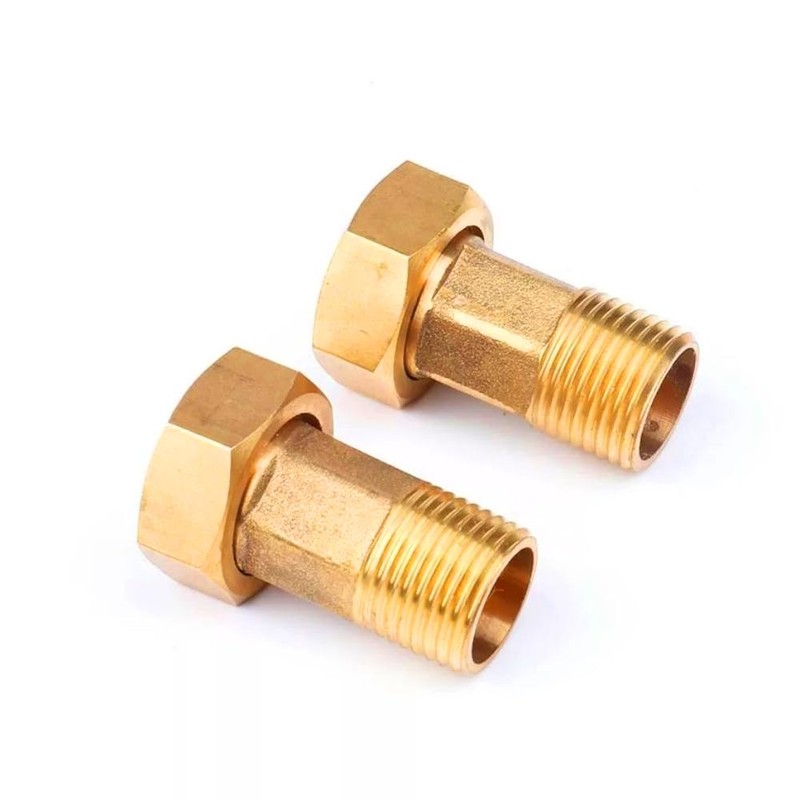 Pack of 2 Brass Water Meter Screw Connection, 3/4 Inch