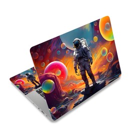 Laptop Decal Sticker Skin Cover, 12" 13.1" 13.3" 14" 15" 15.4" 15.6" Laptop Netbook Vinyl Art Skin Sticker Cover Notebook PC Protector (2 Wrist Pad Included), Removable Reusable, Great Astronaut