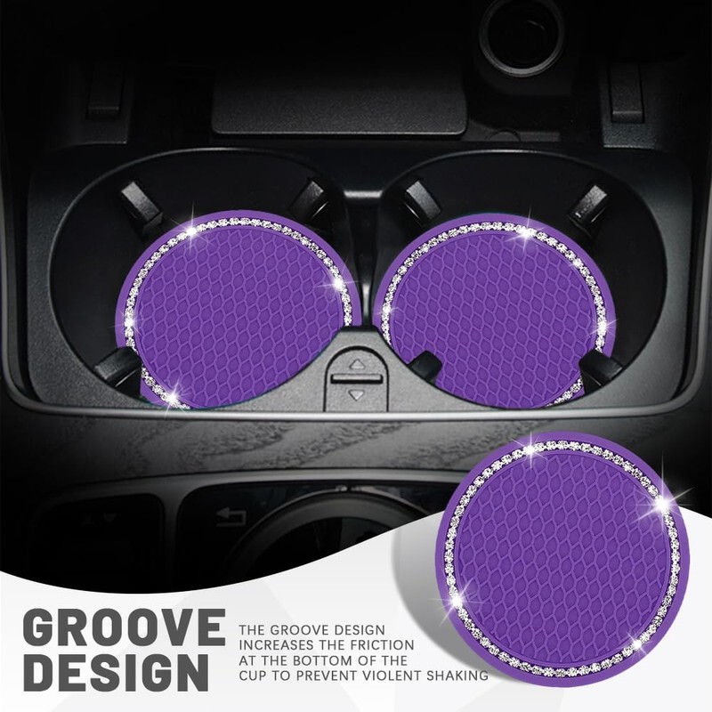Kutyun 4PCS Bling Car Cup Coaster, Universal Non-Slip Cup Holders