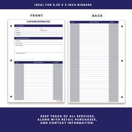 Performore 100 Pack of Customer Profile Information Sheets 8.5" X 5.5" Card Inserts for A5 3-Ring Binder, Client Profile Binder Index Cards for Small Business - Client Information Book
