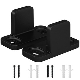 Bdmetals Sliding Barn Door Floor Guide, Aluminum T-Guide Floor Mounted Bottom Guides， Heavy Duty Barn Door Hardware Adjustable for Sliding Closet Doors，Black(2PK)