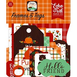 Echo Park Paper Company Happy Fall Frames & Tags, orange, red, teal, brown, yellow