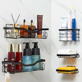 MeimeiDe Shower Caddy Organizer Adhesive No Drilling Stainless Bathroom Shower Shelves Rustproof Wire Black for Shower Organizer Home Decor Bathroom Accessories Pack of 5