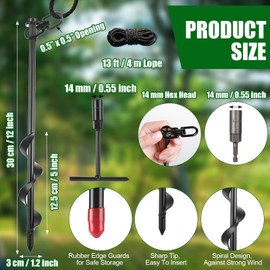 Lasnten 3 Set Tree Stake Kits Heavy Duty Tree Staking and Supports Straps Ties for Straightening Leaning Young Trees Stabilizer Metal Spiral Stakes Anchors Protects from Bad Weather (Black)