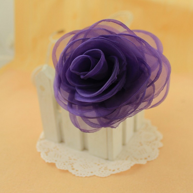 Merida Women's Charming Silk Flower Hair Clip Rose Brooches, Titanium,