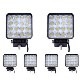 Greenmigo 6 x 48 W LED Headlight Offroad Lamp Flood Work Light LED Work Light 12 V 24 V Additional Headlight Reversing Light for Tractor Excavator SUV - 60 Degree Waterproof IP67 4320LM