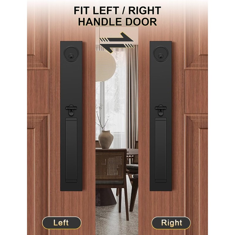 Tinewa Front Door Lock Set, Full Escutcheon Front Door Handle