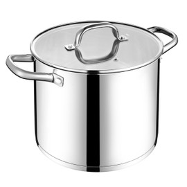 LIANYU 12 Quart Stainless Steel Stock Pot, Large Cooking Pot with Glass Lid, 12QT Heavy Duty Stockpot for Induction, Stoves, Deep Soup Pot with Triply Base&Riveted Handles, Dishwasher Safe