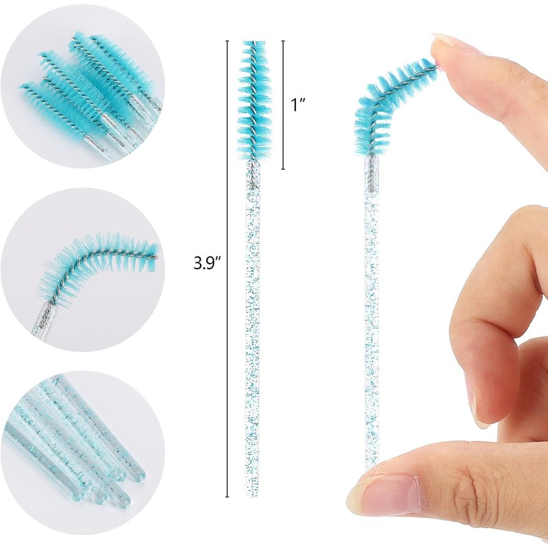 Tbestmax 50 Pcs Varitas de Mascara Desechables, Cristalino Ceja Spoolies