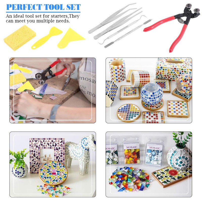 Glarks 8 Pieces Mosaic Tools Set, Heavy Duty Double Wheeled