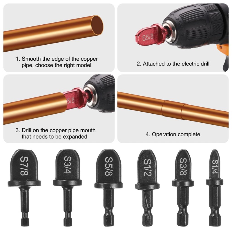 sourcing map 12Pcs Swaging Tool Drill Bit Set HVAC Repairing