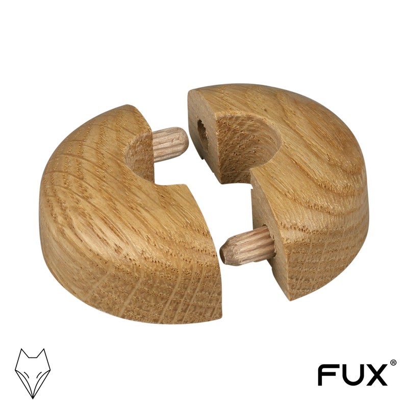 2 Pieces Pipe Covers, Solid Wood, for Pipe diameters: 15mm,