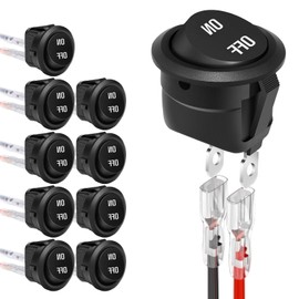 MAEZOE 10-Pack 12V Round Rocker Switch, SPST 20mm Mini 12 Volt DC Mini Circle Toggle Switch, 2 Pin SPST On/Off Toggle Switch with 15CM Wires Car Marine Boat RV