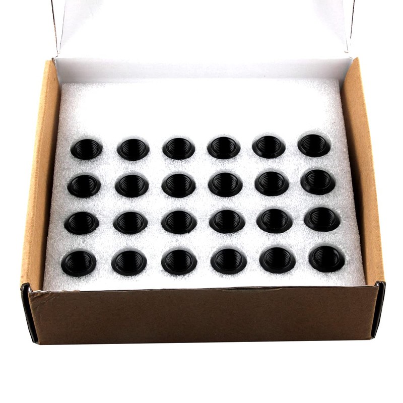 DCVAMOUS 24 PC 14x1.5 Lug Nuts Black 19mm Hex Compatible
