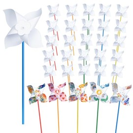 100 Pcs DIY Pinwheels Craft for Kids, Color Your Own White Pinwheel,Bulk Summer Pinwheel Craft Kit,Bulk Pinwheels for Spring Art and Creativity (100)