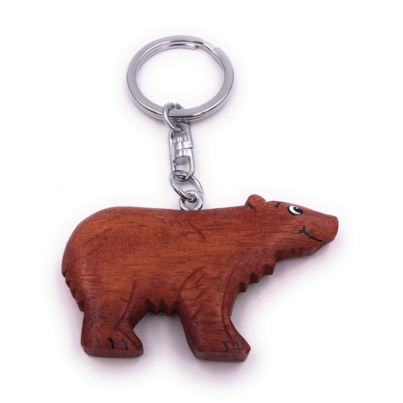 H-Customs Brown Bear Cute Animal Grizzly Real Wood Elegant Handmade