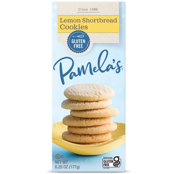 Pamela's Products Lemon Shortbread Gluten Free Cookies,6.25 Ounce (Pack of 6)