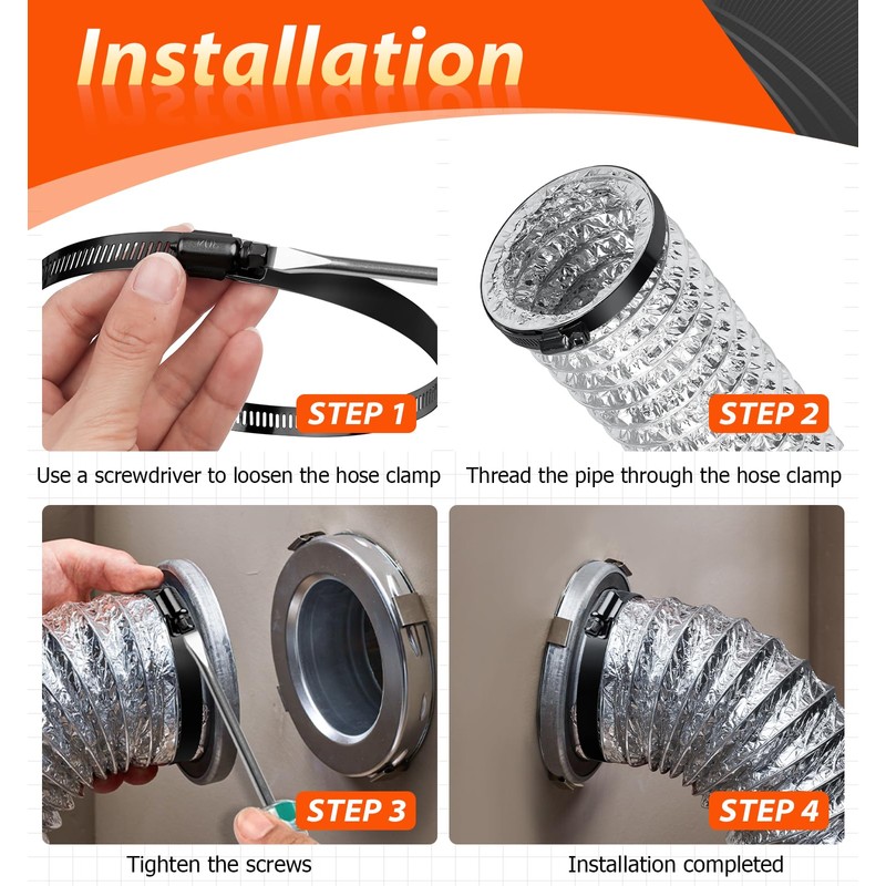 Jeboler Black Hose Clamps 33-57 mm, Pack of 6 Hose