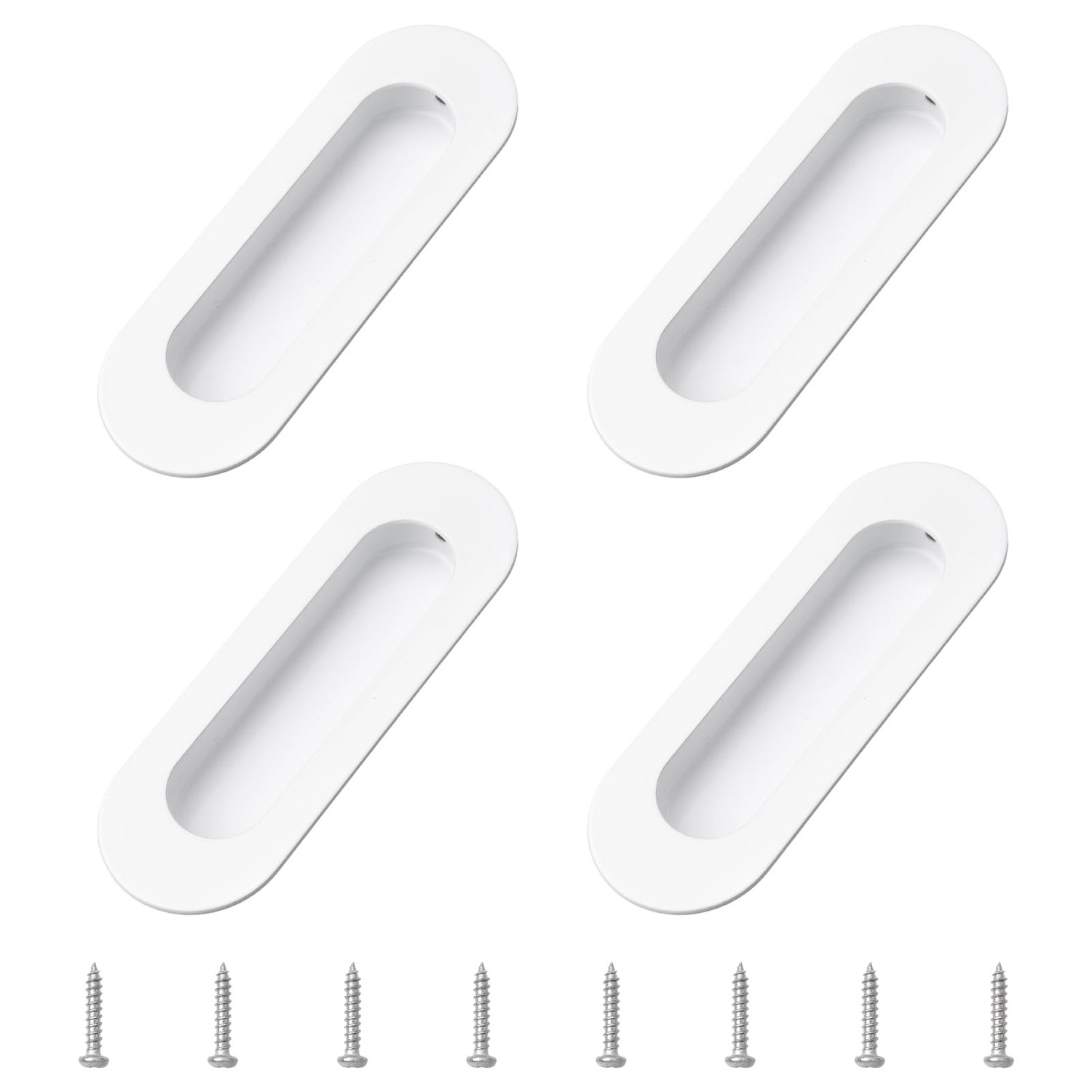 MOROBOR 4 Pack Recessed Cabinet Handles Stainless Steel Oval with ...