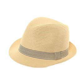 VIZ Unisex Crushable Foldable Soft Straw Summer Trilby HAT (57cm, Beige)