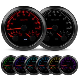 WATERWICH 85mm 3 in1 Car Meter 7 Colors Tachometer 8000 RPM + Oil Pressure Gauge 0-150PSI + Water Temperature Gauge 100°F-250°F for Truck Boat Vehicle Marine