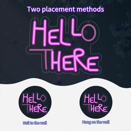 Hello There Neon Signs for Wall Decor, Hell Here Neon Lights Signs for Room Decor, Led Light Up Sign with USB Powered for Bar, Hotel, Cafe, VIP Room, Home Decoration