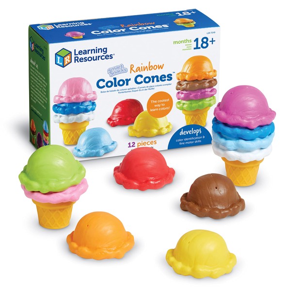 Learning Resources Smart Snacks Rainbow Color Cones - 12 Pieces,