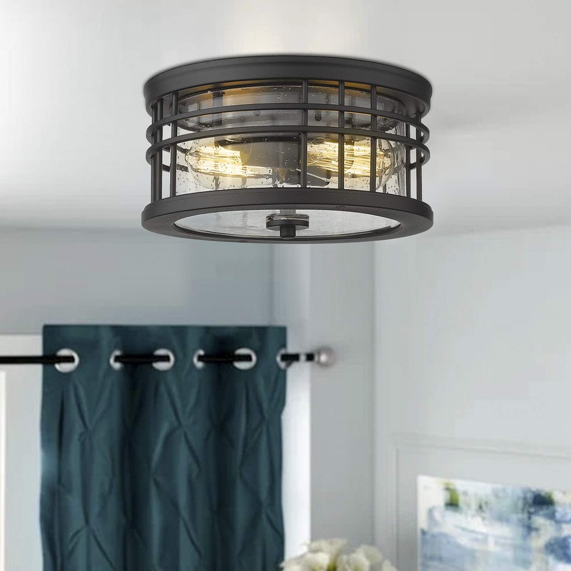 Zeyu Industrial Ceiling Light, Farmhouse Flush Mount Ceiling Light 12