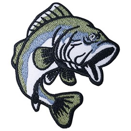 Octory Bass Fish Iron On Patches for Clothing Saw On/Iron On Embroidered Patch Applique for Jeans, Hats, Bags