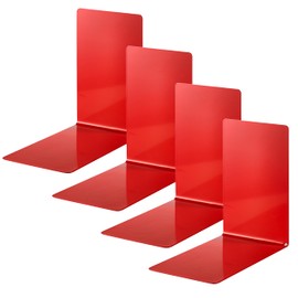 Alco-Albert 4301-12-4 Metal Bookends, Pack of 4, Red, 14 x 14 x 8.5 cm, for School, Office and Home