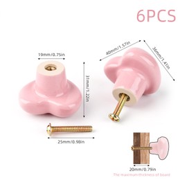 BigKego 6 Pieces Furniture Knobs Heart Shape Ceramic Drawer Handles Cabinet Knobs Pink Door Knobs with Screws for Drawers Cupboards Doors Kitchen Furniture