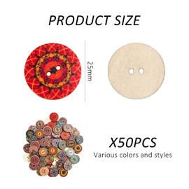50 Colorful Buttons - 25mm Round Wooden Buttons for DIY Accessories