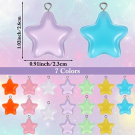 Xindojuz 20 PCS Glow in the Dark Stars, Resins Star Charms for Jewelry Making, Pony Star Beads Bulk for Bracelet Pendants for Hair Braiding Bracelets Necklaces Earring Keychains (26 mm, Multicolored)