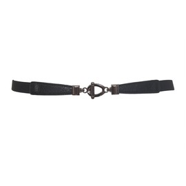 eVogues Plus size Metal Buckle Skinny Elastic Cinch Belt Black - One Size Plus