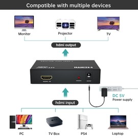 MT-VIKI 4K HDMI Splitter 1 in 4 out, 1 to 4 HDMI Splitter MT-VIKI 4 Way Distributor HDMI Splitter 1x4 For 4 Monitor HDTV CCTV 3D Supports EDID HDCP